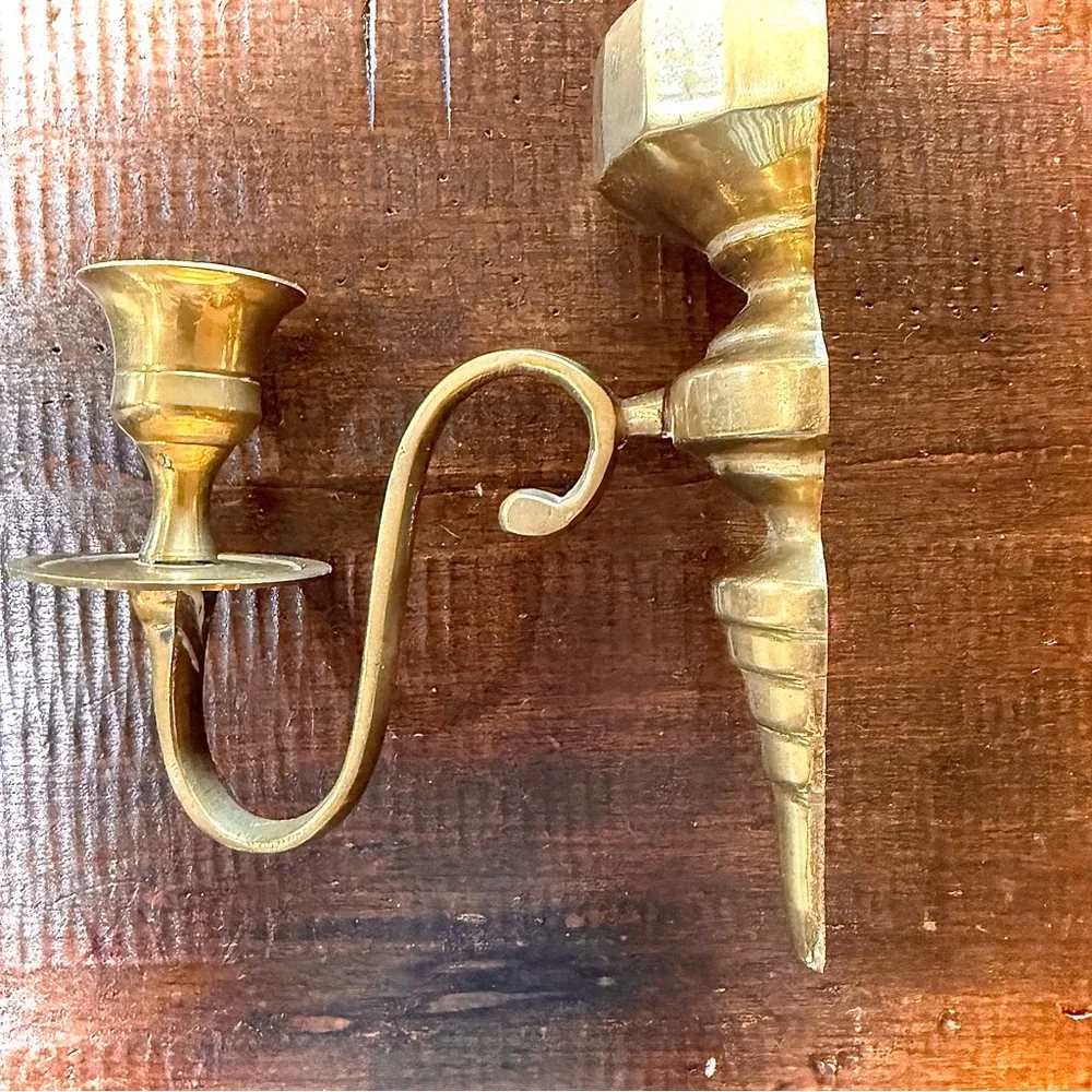 Vintage Solid Brass Wall Sconces (2)